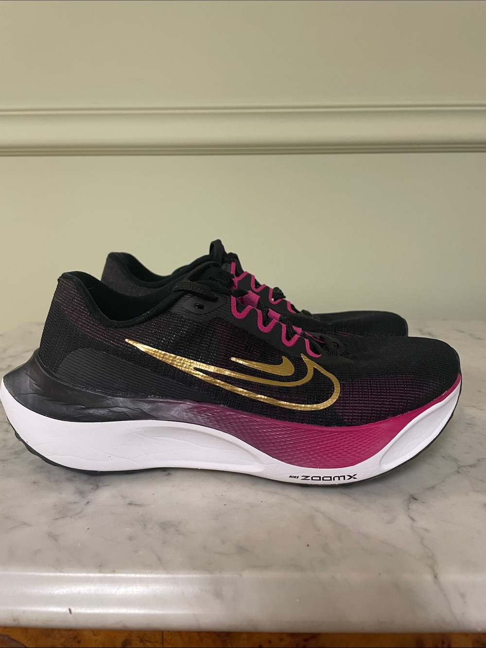 Nike Black Gold Pink ZoomX Athletic Running Shoes